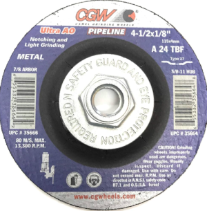 4-1/2" x 1/8" x 5/8"-11 Type 27 Grinding Wheel, CGW
