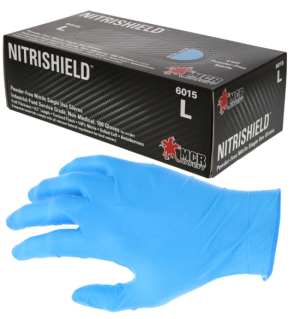 Nitrile Disposable Glove, Blue,  Powder-Free, Textured Grip, 4 mil, Large