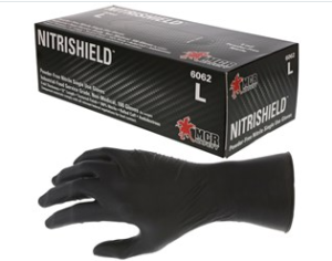 Glove, Nitrile, Large, Disposable Glove, Black, Powder-Free, Textured Grip, 6 mil, 100 gloves/bx, MCR